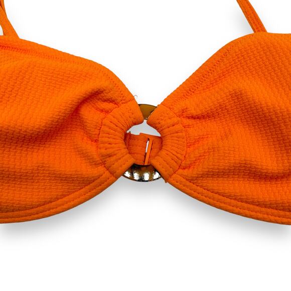 NEW Bikini Set Roxy Orange Bandeau Brazillian Tie Medium Large Macys Mix & Match - Picture 10 of 16